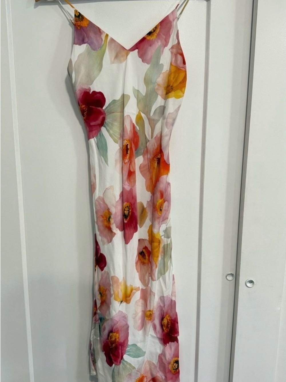 Lavender Brown White Floral Midi Slip Dress
